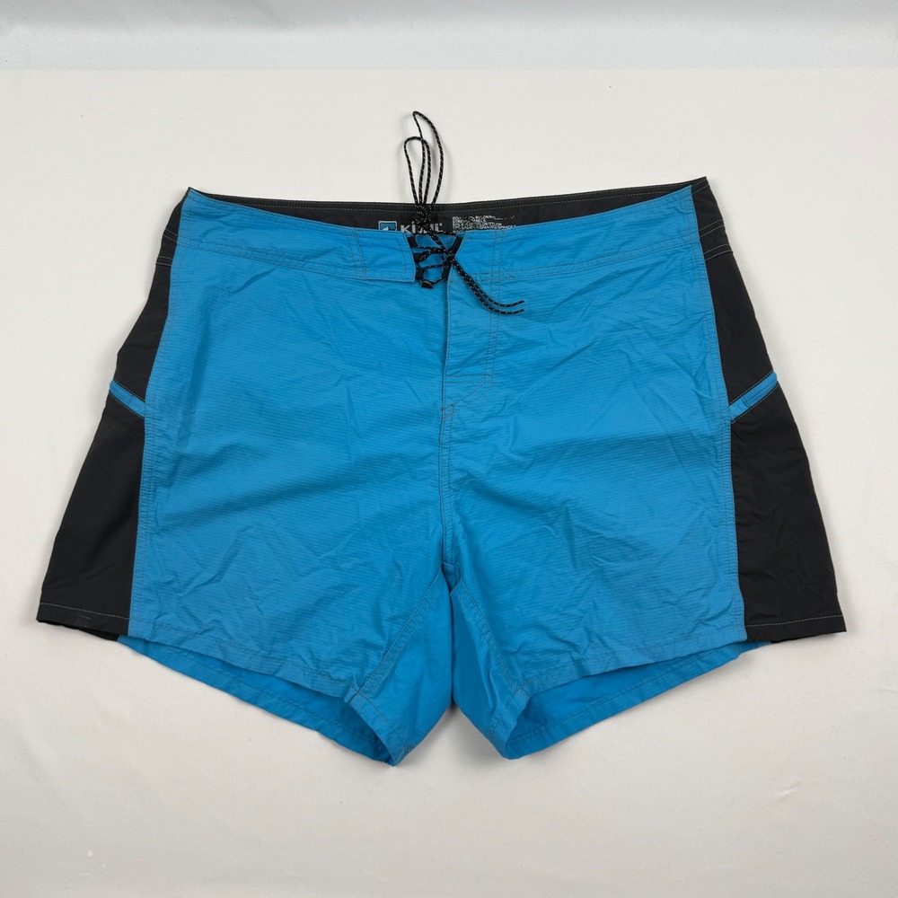 Kuhl Mens Blue Black Colorblock Board Shorts Swim Trunks Size 38 Stretch Panels